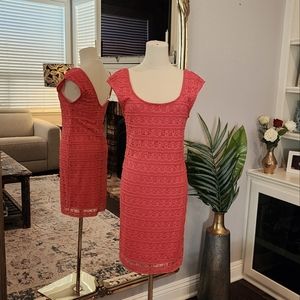 BCBGeneration lace overlay dress. Color: Mango. Size Small